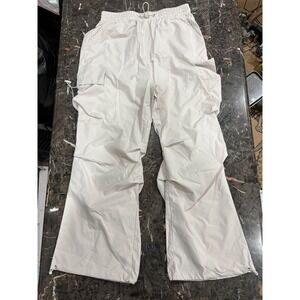 Unbranded Off White Wide Leg Cargo Pants Adjustable Toggle Hem Mens Large